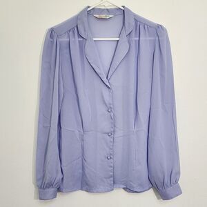 Vintage Pepper Tree Chiffon Button Down Blouse Sz. 8 Long Sleeve Lavendar Office
